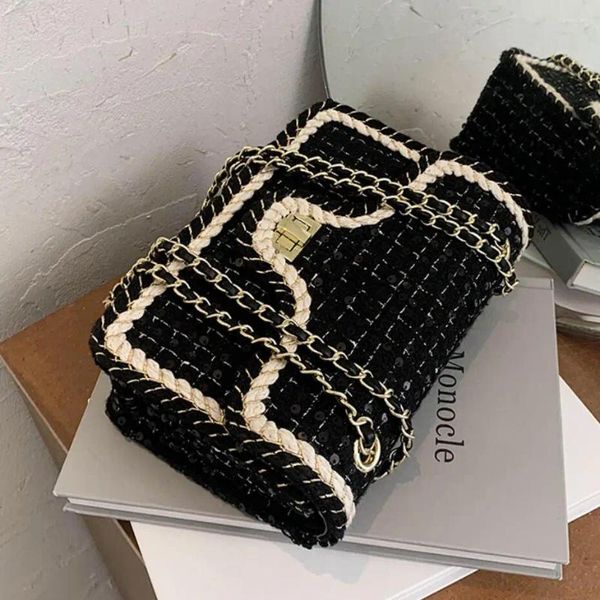 Sac Sequins Flap Crossbody 2024 Fashion High Quality Wain Woard Designer Messenger de la chaîne de serrure de serrure de sac à main