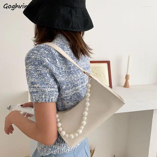 Sac sacs à bandoulière femmes perles sous les bras Baguette PU style coréen Ulzzang élégant doux bureau dames sacs à main mode tout-match