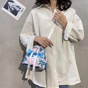 Sac à bandouliers pour femmes à imprimé floral pour femmes messager rétro de poutre à corde seau bouche mode