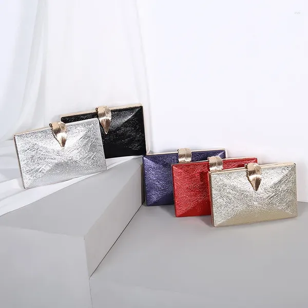 BOLSO Mujeres Simple Holla de hojas Lock Dinner Party Purse Metal Bridal Wedding Bode Cadera Cadena de hombro Teléfono