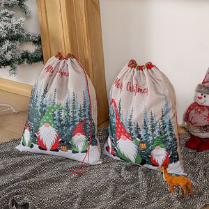 Sac taille joyeux Noël cordon sac dessin animé Stanta imprimer enfants bonbons cadeau sacs décor à la maison