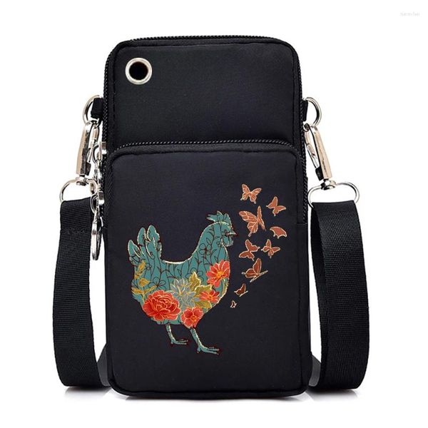 Sac petits sacs à bandoulière femmes rétro poulet Mini téléphone portable illustration animaux sacs à main et sacs à main filles bandoulière Bolso Mujer