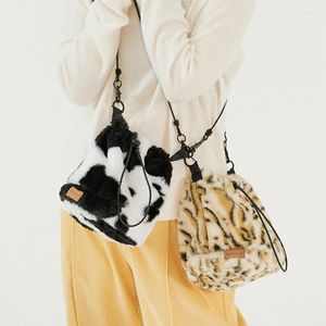 Sac Soux filles Soft Leopard Handsbags fausse fourrure Femmes fourre-tout