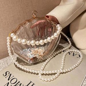 Sac transparent en acrylique coquille 2024 mode PVC de haute qualité PVC Designer Handsbag Perle Strap Messenger Claking