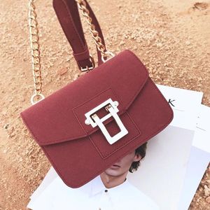 Tas vintage bordeauxe nubuck lederen handtassen ontwerper luxe dames gouden buckle kleine crossbody tassen ketting messenger schouder