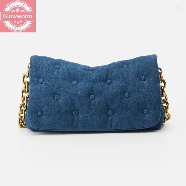 Sac vintage en denim matelassé pour femmes maîtresses épaisses concepteurs épaisses sacs à main de luxe Bleu surdimension