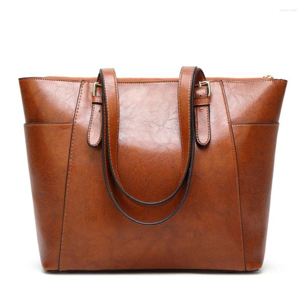 Bolso Vintage de gran espacio para mujer, bolso de mano de estilo europeo, bandoleras de piel de lujo para marca femenina, barato