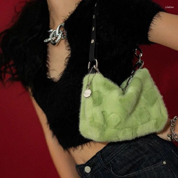 Bolso de leopardo patrón de leopardo hobos de la moda de hombro falso pelaje de pieles de la cadena de la cadena de carros