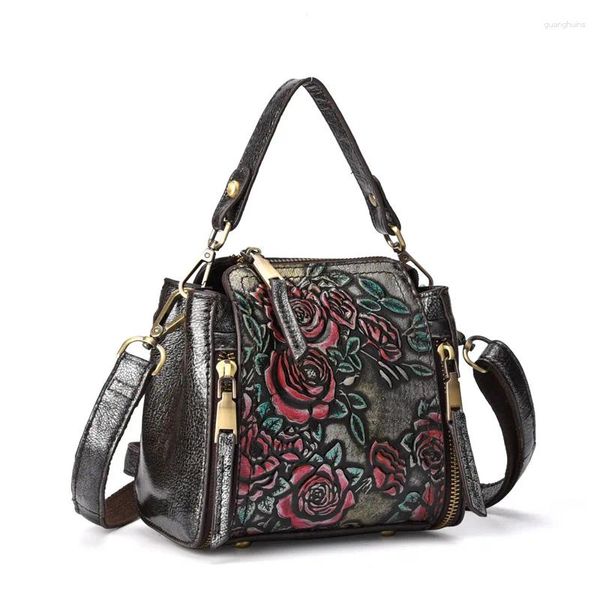 Bolsas Volasss Retro Mujeres Bolsas de cuerpo cruzadas de hombro de cuero genuino para mujer Vintage Estilo de China Damas Femeninas Femeninas Femeninas