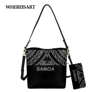 Bolsa WHEREISART Estilo Mujeres Causal Messenger y Monedero 2pcs Set Samoan Polynesian Tribal Design Feamle Hombro Sac A Main