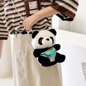 Sac Femmes Fluffy Sling avec Zipper Panda Mobile Phone Pouch Soft Soft Branding Girls Winter Warm