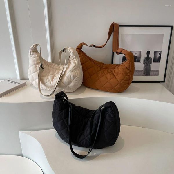 Sac femme Hobo épaule rembourrée boulette polyvalent vers le bas croissant doux matelassé fourre-tout bandoulière travail voyage