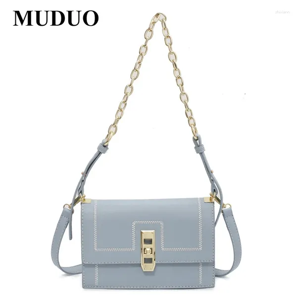 Bolso de lujo para mujer, de piel sintética, con hilo de coser, cadena de hombro, de diseñador, pequeño, cuadrado, con concha, bandolera, bolsos informales para mujer