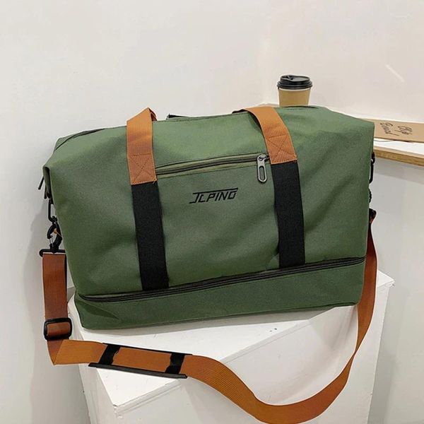 Bolso de hombro para mujer 2024, bolsos de lona para chica, comprador, moda informal, gran capacidad, separación de ropa seca y húmeda, bolsos con estampado de letras