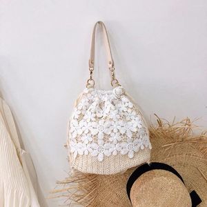 Sac Femmes Sacs à bandoulière Place Flower Lace Messager Paille Burlap Bourlap Bals Cross Capity Bolsa féminina