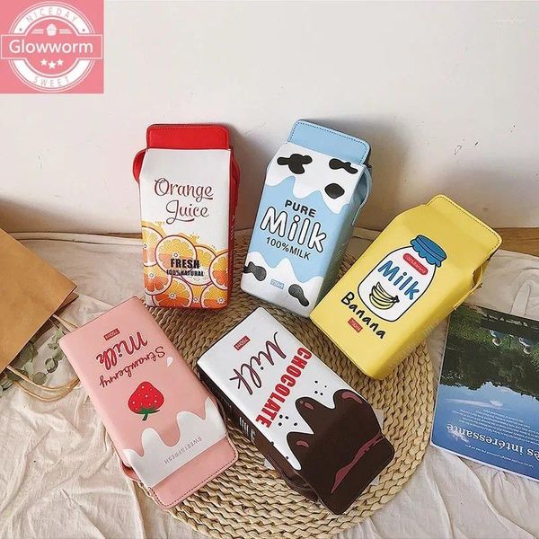 Bolsas para mujeres bolsos de hombro mini billetera de teléfono pequeño puro femenino femenino cruzado de cuerpo cruzado impresión fruta leche plátano fresa