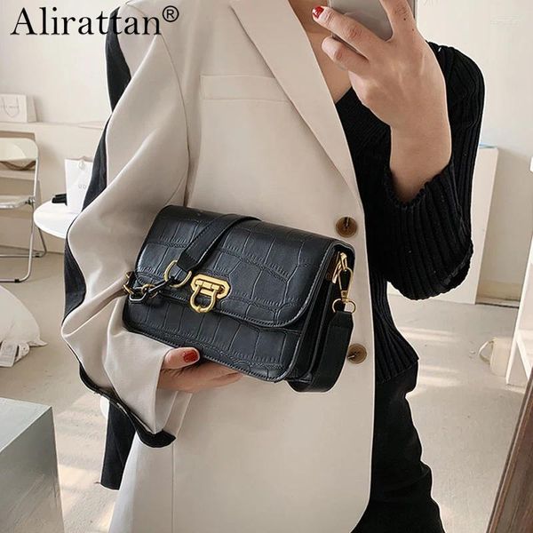 Bag Women Patrón de piedra Pequeño 2024 Fashion High End Un hombro Magno Messenger All Match Ins Square