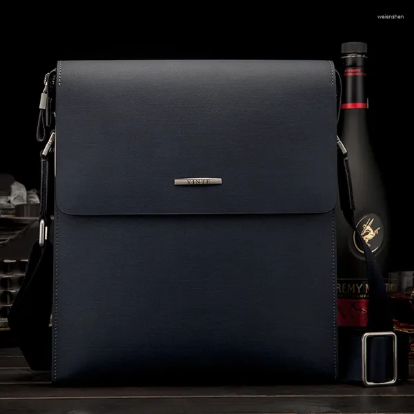 Sac YINTE hommes sacs à bandoulière en cuir hommes messager bleu sac à main d'affaires Style dur portefeuille T8331-2