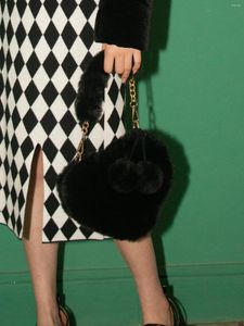 Sac YouMeng Girl Department Store Love Imitation Hair Handsbag mignon en peluche polyvalent noir et blanc
