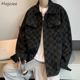 Baggy veste en jean noir hommes Harajuku vestes à carreaux Style américain Vintage S3XL Streetwear Allmatch Chaquetas Hipsters 240117