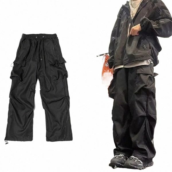 Pantalon cargo baggy pour homme rouge noir gris pantalon droit homme vintage hip hop streetwear style classique 18m0 #