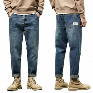 Baggy Jeans Hommes Sarouel Loose Fit Large Jambe Vintage Vêtements Casual Mâle Denim Pantalon Streetwear Poches Patchées HipHop Kpop a09t #