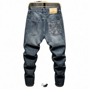 Baggy Jeans Hommes Loose Fit Bleu Sarouel Large Jambe Fi Poches Impression Denim Pantalon Streetwear Vêtements Pour Hommes Surdimensionné I7dl #