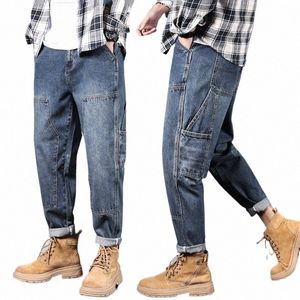 Baggy Jeans Mannen Loose Fit Harembroek Wijde Pijpen Fi Zakken Hip Hop Streetwear Mannelijke Denim Broek Oversize Jeans Kpop nieuwe V8E7 #