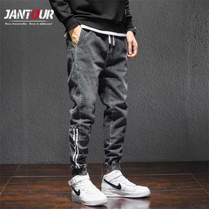 Baggy hommes Cargo Jeans mode Kpop vêtements Harlan Streetwear Harajuku pantalon Joggers taille élastique mâle 211108