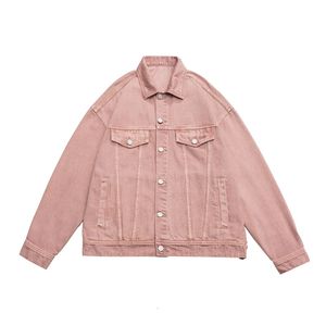 Veste en jean pour hommes baggy streetwear surdimensionné mode Harajuku 100% coton Casual Automne Rose Blanc Green Couple de couple 240428