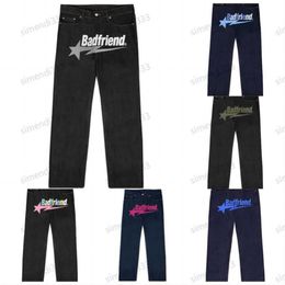 Baggy calças de brim dos homens impressão streetwear hip hop calças jeans y2k roupas retas soltas goth denim calças pantalones vaqueros badfriend zes