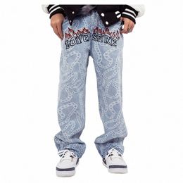 Pantalon Baggy Hip Hop Jeans Hommes 2022 Tendances Vêtements Lettre Denim Imprimé Homme Pantalon Casual Streetwear Y2K Hommes Trendyol Femme M0VO #