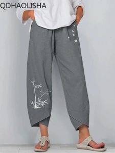 Baggy broek vrouw Koreaanse mode elastische taille katoen losse casual enkelbroek streetwear hoge zomer dames 240411