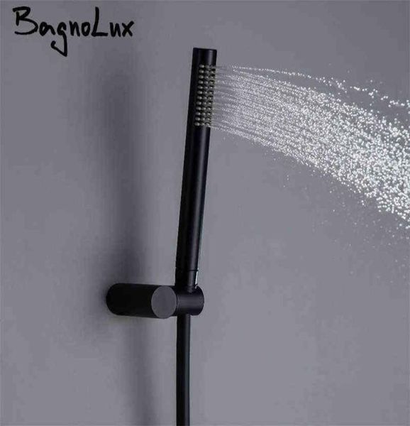 Bagnolux cuivre matière noir rond pomme de douche à main PVC tuyau connecteur réglable support mural accessoires de salle de bain H12092557787