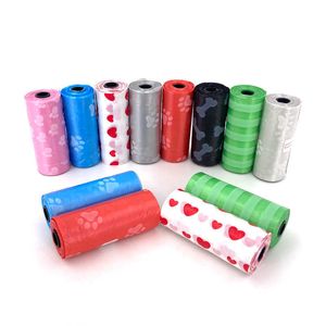 Bags 1-15Roll Pet Dog Poop Dispenser Collector Garbage Bag Puppy Cat Pooper Scooper Bag Small Rolls Outdoor Clean Pets Supplies