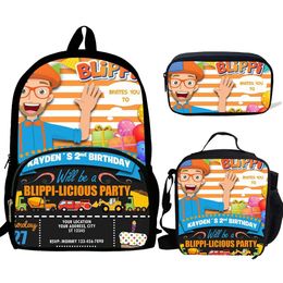 1 Set Blipi Kinder Schultaschen für Jugendliche Jungen Mädchen Kinder Cartoon Rucksack Mochila Student Büchertasche Set 3 Stück Kinderschultasche