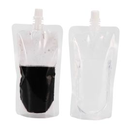 Sacs 100 pcs sac d'emballage debout café boisson poche lait transparent boisson liquide jus scellé avec buse durable jetable