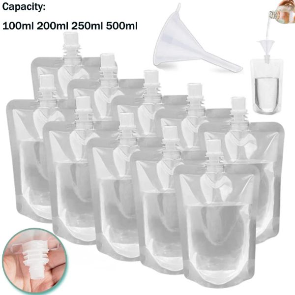 Sacs 100 ml500 ml de boisson de voyage Spout Spouches Sacs en plastique transparent Scellé Juice Storage boisson glacée boisson Ferme Pouche portable