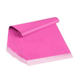 Bolsas 100pcs 3 tamaño Pink Shipping Mailer para compras en línea bolsas de envasado 12x21cm 13x24cm 15x28 cm Bolsas de correo de envío impermeable