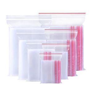 Sacs 100pcs / sac ziplock sac en plastique sac scellé sac petit sac de rangement alimentaire transparent banc de bijoux