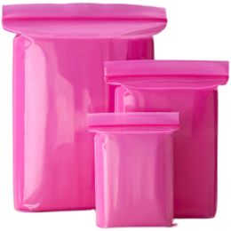 Zakken 100 stks Pro roze verdikt 0,13 mm heldere ritssluiting zakken stofdichte afgesloten zak trek bot plastic opbergzak reclosable poly ritszakken