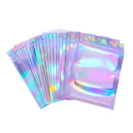 Sacs 100pcs Sacs de verrouillage à fermeture éclair translucides Sac de rangement holographique Boches d'emballage cadeau de lingerie sexy Cosmetics