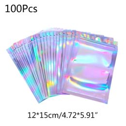 Sacs 100pcs Sacs de verrouillage à fermeture éclair translucides Sac de rangement holographique BACS DE CADEAU SEXE SEXY LINGERY GLANT COSMETICS