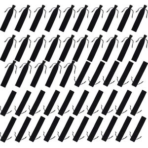 Sacs 100pcs Velvet Pen Souch Black Trawstring Sac Single Stra Holder Emballage Sleeve for School Office Business Gift