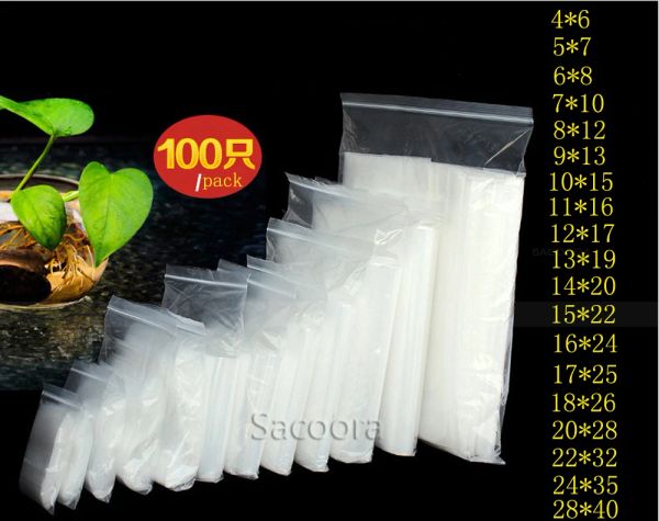 Sacs 100pcs Sac en plastique verrouillage zip