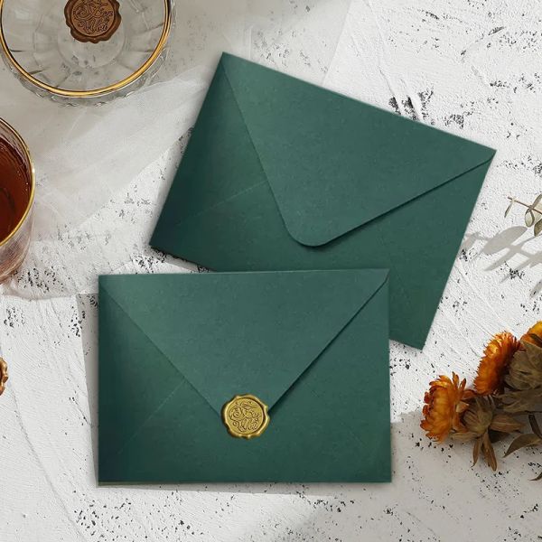 Sacs 10pcs / lot enveloppe verte Highgrade 250g Papier Small Business Supplies Stationery Enveloppes For Wedding Invitations Postcards