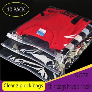 Bolsas 10 piezas bolsas de almacenamiento de ropa interior de plástico transparente de 10 piezas para ropa de viaje envasado poli poli de poli por ziplock transparente por control deslizante