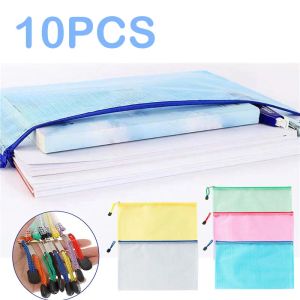 Sacs 10pcs SAPEACTERIE SAGLE DOSDER DOSDER FICHIER MESH MESH PACH A4 A5 A6 DOCLAGE DOSSIR FILE Fichier Fichier d'école Pouche de bureau de bureau