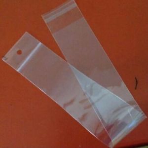 Sacs 10x60cm / 8x65 cm de longueur de poils de poils de longueur sac en plastique avec hangage transparent d'auto-adhésif transparent