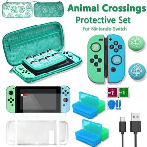 Tassen 12 in 1 voor Animal Crossing Game Accessoireset Voor Nintend Schakelaar Draagtas Filmbeschermer Case Grip Caps Oplaadkabel Kaart